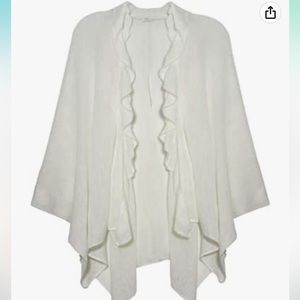 Basha accessories ivory topper drape open front cardigan one size